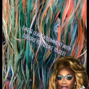 Vibrant hair and joyful expression