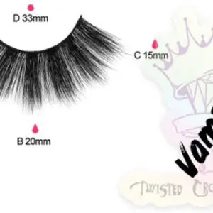False eyelashes with measurement details
