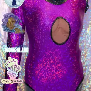 Glittery purple dance outfit with cutout