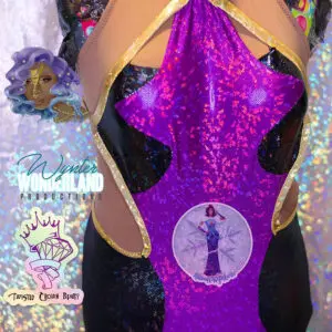 Purple and black sequin dress design