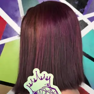 Back view of vibrant purple hair
