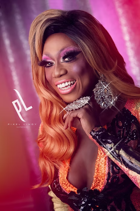 Glamorous drag queen posing confidently